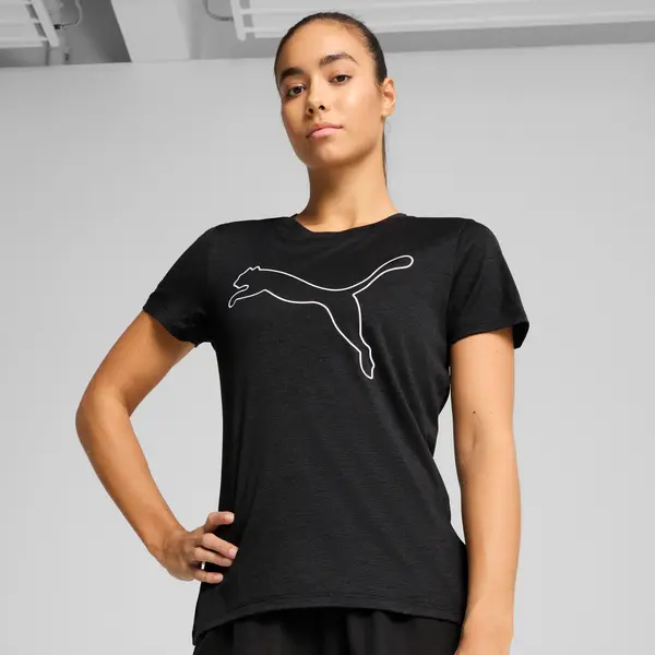 PUMA PUMA TAD ESSENTIALS Heather Logo Tee Women, Clothing, Black Heather, XXS