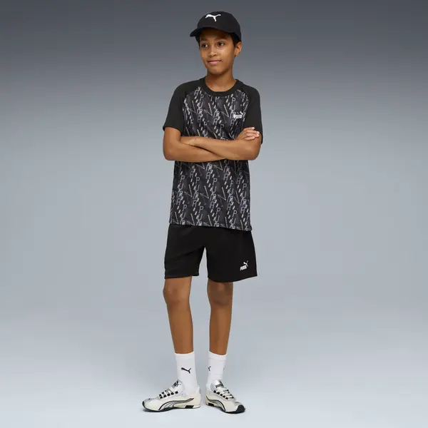 PUMA PUMA TRAIN ALL DAY Essentials Printed Tee and Shorts Set Youth, Clothing, Black, 15-16Y
