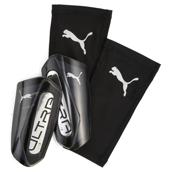 PUMA PUMA ULTRA Flex Football Sleeves Shinguards, Accessories, Black/Silver, L