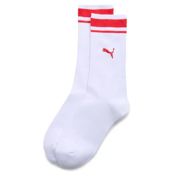 PUMA PUMA Unisex Crew Socks (1-Pack), Men, White/Flame Orange, 35-38