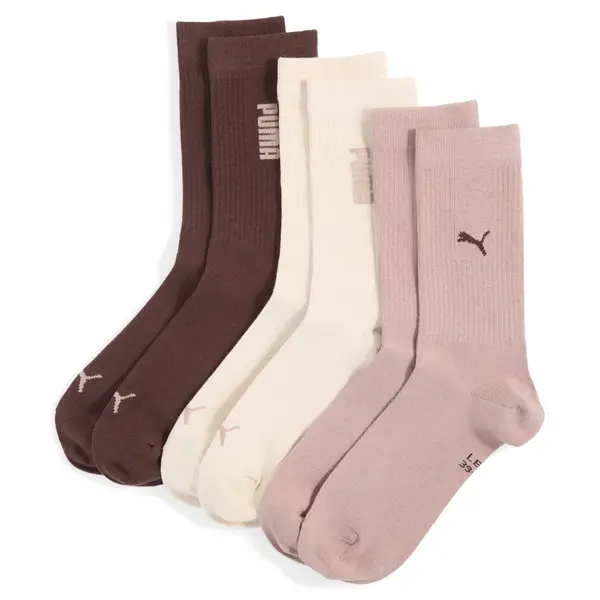 PUMA PUMA Unisex Crew Socks (3-Pack), Women, Beige Combo, 35-38