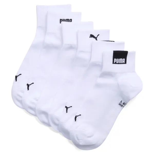 PUMA PUMA Unisex Quarter Socks (3-Pack), Clothing, White/Black, 35-38