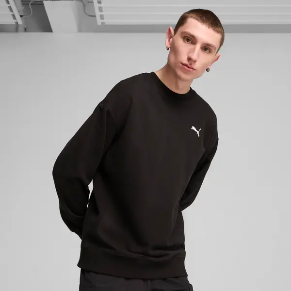 PUMA PUMA WARDROBE ESS Relaxed Crew Men, Clothing, Black, S