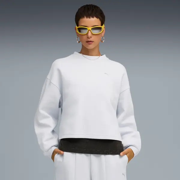 PUMA PUMA Wardrobe Essentials Oversized Crew Women, Women, Silver Mist, XXS