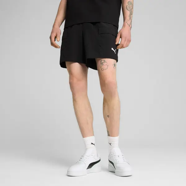 PUMA PUMA WARDROBE Essentials Relaxed Cargo Shorts 6" Men, Clothing, Black, L