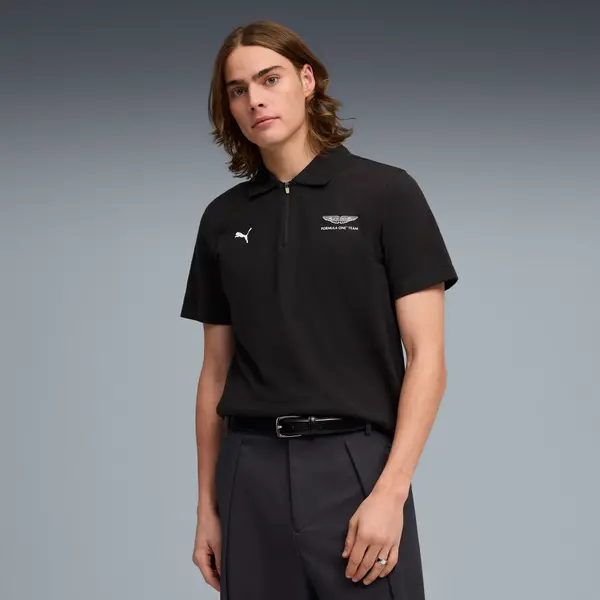 PUMA PUMA x ASTON MARTIN ARAMCO F1® TEAM Jacquard Polo Men, Clothing, Black, S