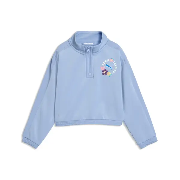 PUMA PUMA x DORA THE EXPLORER T7 Relaxed Half-Zip Crew Sweatshirt Kids, Age, Chambray Blue, 4-5Y