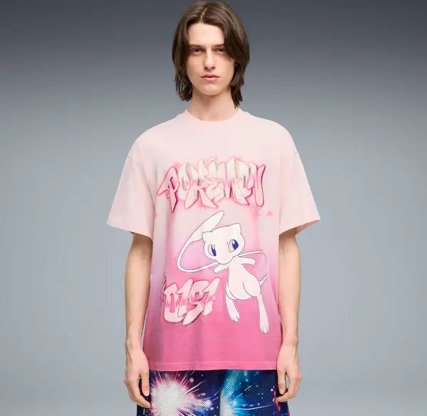 PUMA PUMA x POKÉMON Shiny Mew Oversized Tee Men, Clothing, Jasmine Flower/Posie Pink, S