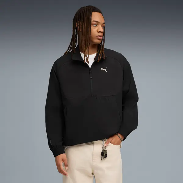PUMA PUMATECH Relaxed Half-Zip Crew Sweat Men, Clothing, Black, S