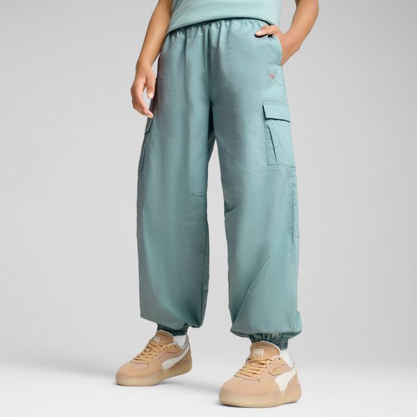 PUMA Women's Puma BUTTERFLY VIBE Cargo Pants Youth, Green, Size 9-10Y, Clothing