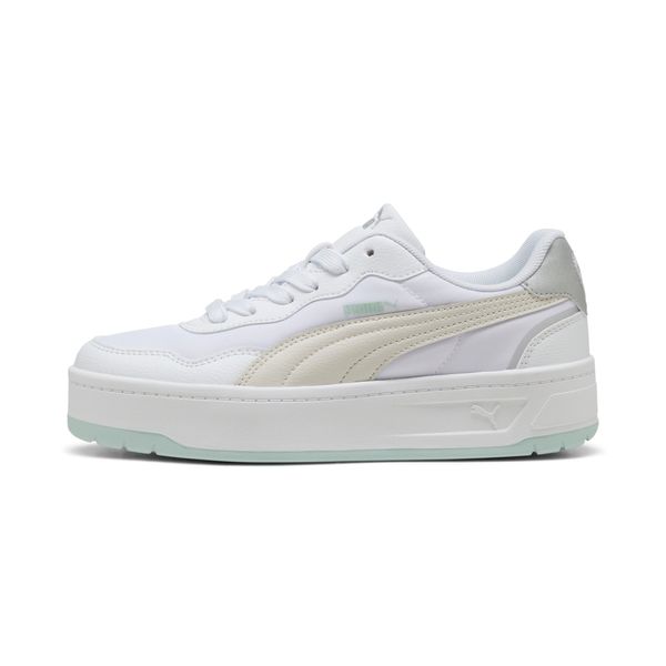 PUMA Women's Puma Court Lally Skye Aqua Metallics Sneakers, White, Size 40.5, Shoes