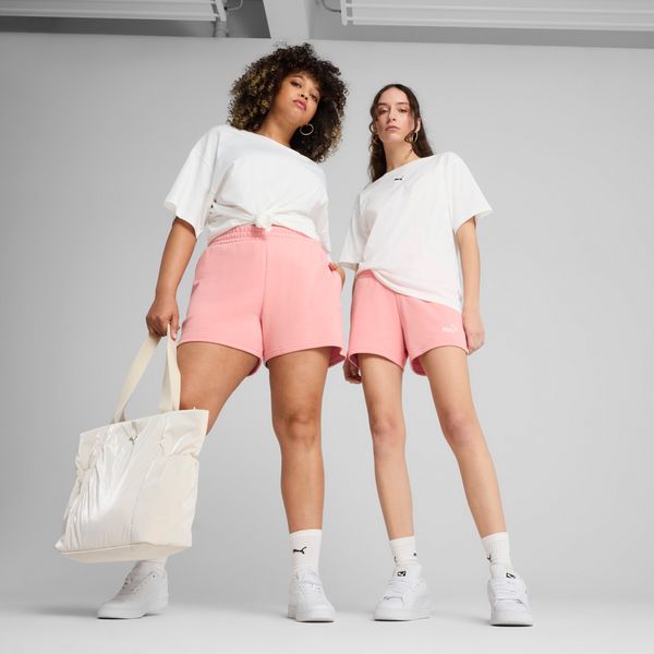 PUMA Women's Puma ESS Small No. 1 Logo 4" Shorts, Pink, Size S, Clothing