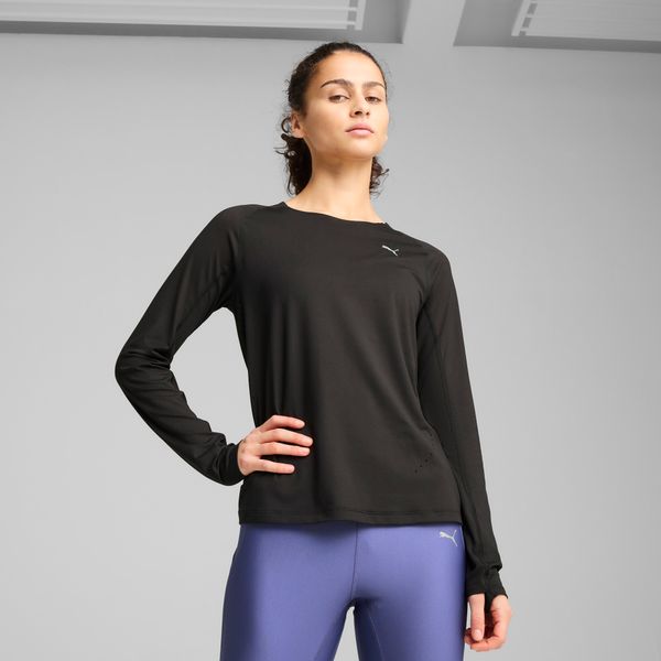 PUMA Women's Puma RUN CLOUDSPUN Running Top, Black, Size M, Clothing