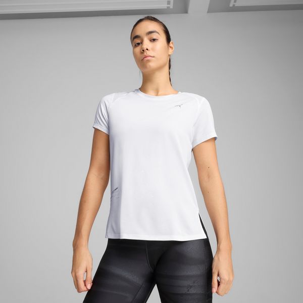 PUMA Women's Puma RUN GRAPHIC Mesh T-Shirt, White, Size L, Clothing