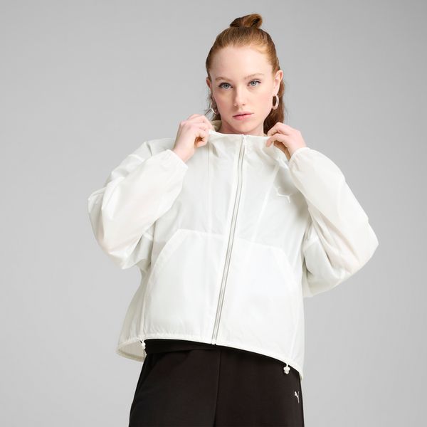 PUMA Women's Puma WARDROBE ESS Oversized Wind Jacket, White, Size M, Clothing