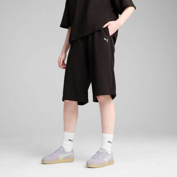 PUMA Women's Puma WARDROBE Essentials Relaxed 14" Jorts, Black, Size XL, Clothing