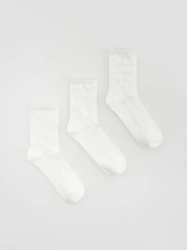 Reserved Reserved - 3-pack čarape s motivom srca - krem