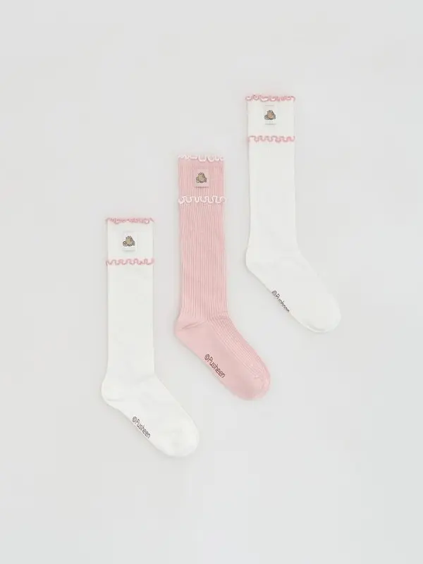 Reserved Reserved - 3-pack dokoljenke Pusheen - krem