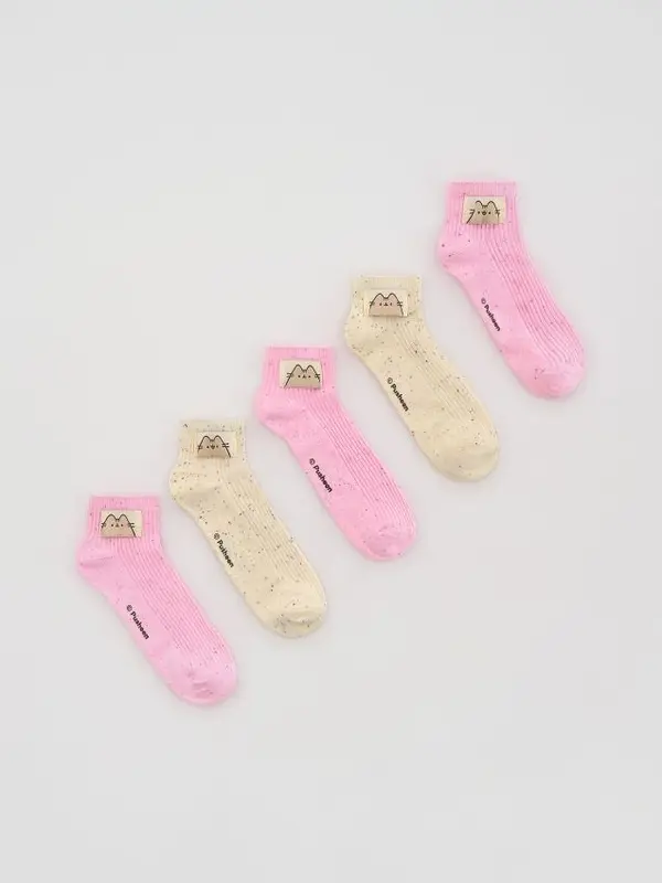 Reserved Reserved - 5-pack Pusheen čarape s aplikacijom - šaren