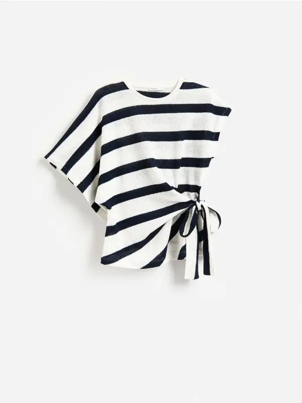Reserved Reserved - Asimetrična bluza na vezanje - mornarsko plava