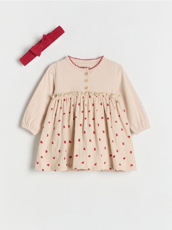 Reserved Reserved - BABIES` BODY SUIT & HEADBAND - krem