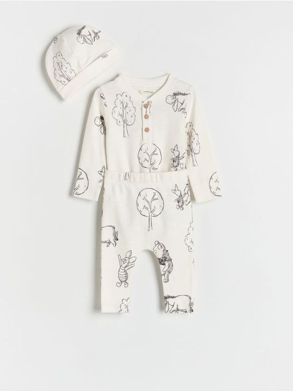 Reserved Reserved - BABIES` BODY SUIT, TROUSERS & CAP - krem