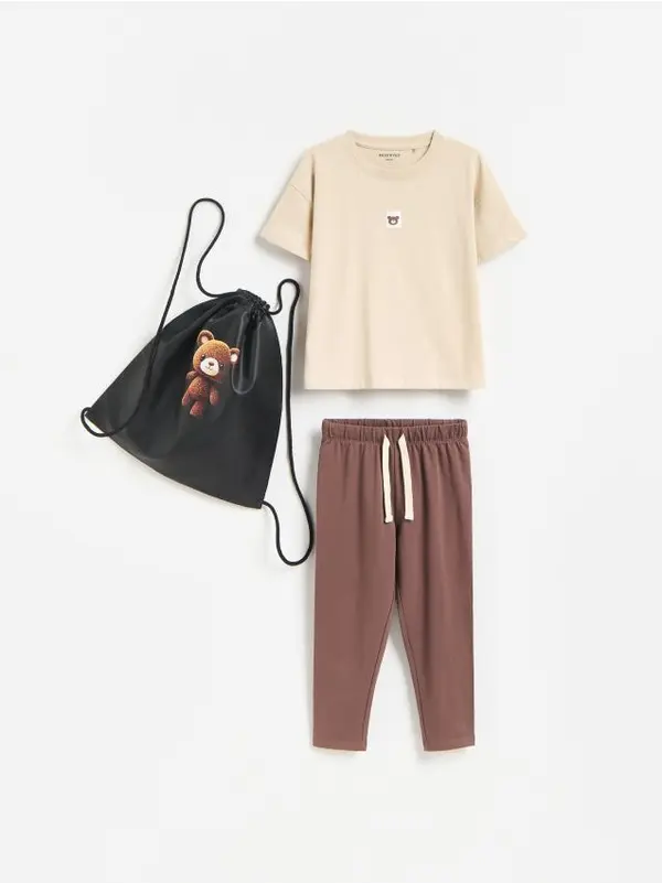 Reserved Reserved - BABIES` T-SHIRT, TROUSERS & BAG - boja mahagonija