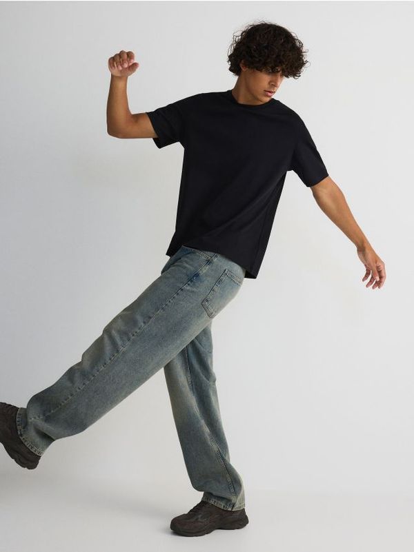 Reserved Reserved - Baggy traperice s poderotinama - indigo jeans