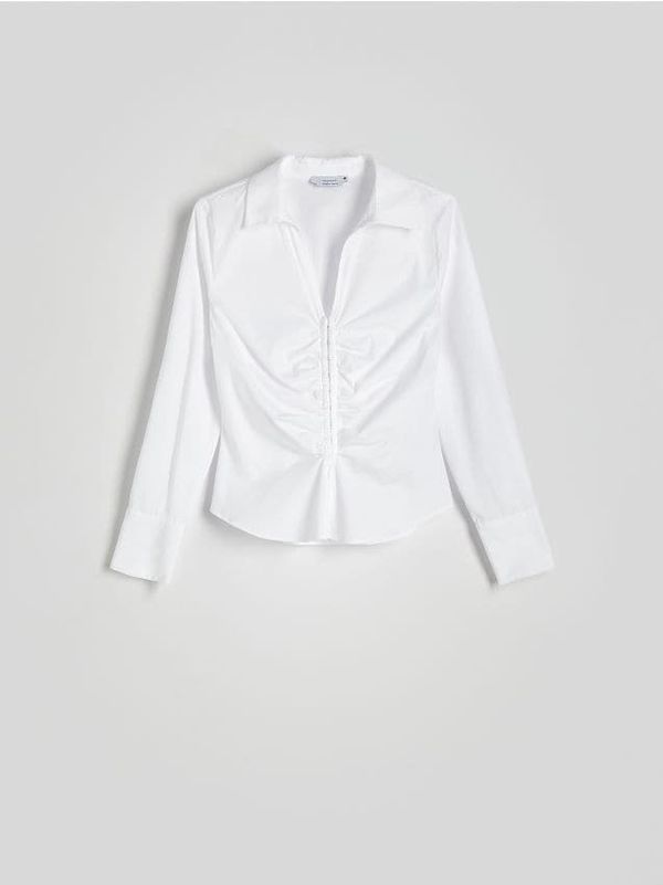 Reserved Reserved - Bijela nabrana košulja - krem