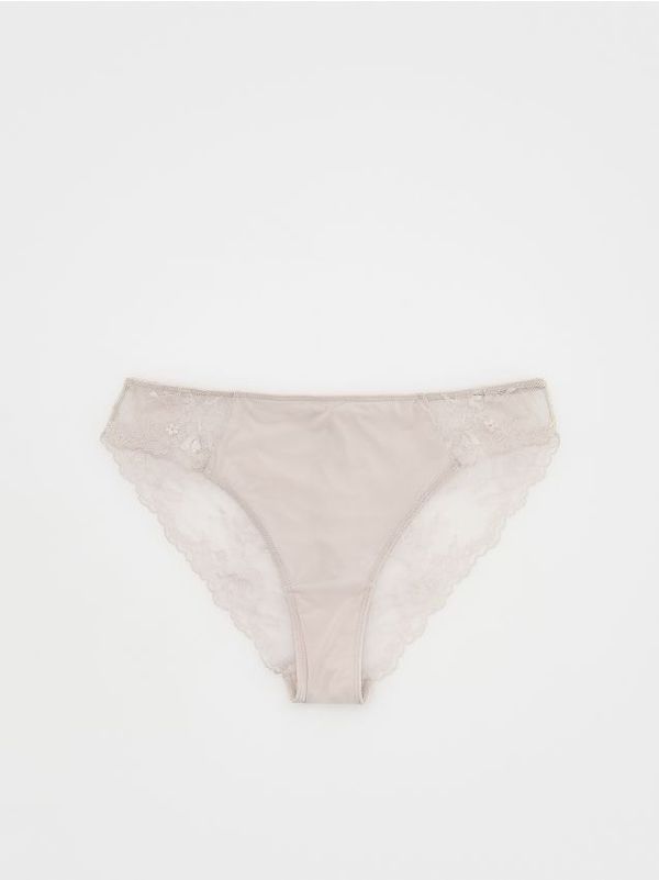 Reserved Reserved - Bikini gaćice s čipkastim detaljima - bež