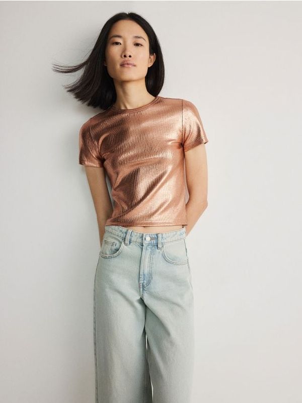 Reserved Reserved - Bluza metalik sjaja - zlatan