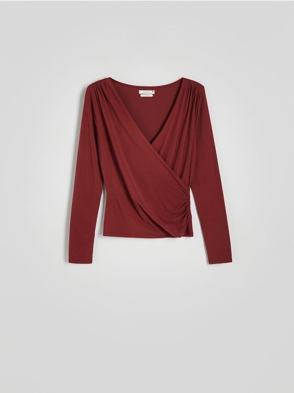 Reserved Reserved - Bluza na preklop sprijeda - boja kestena