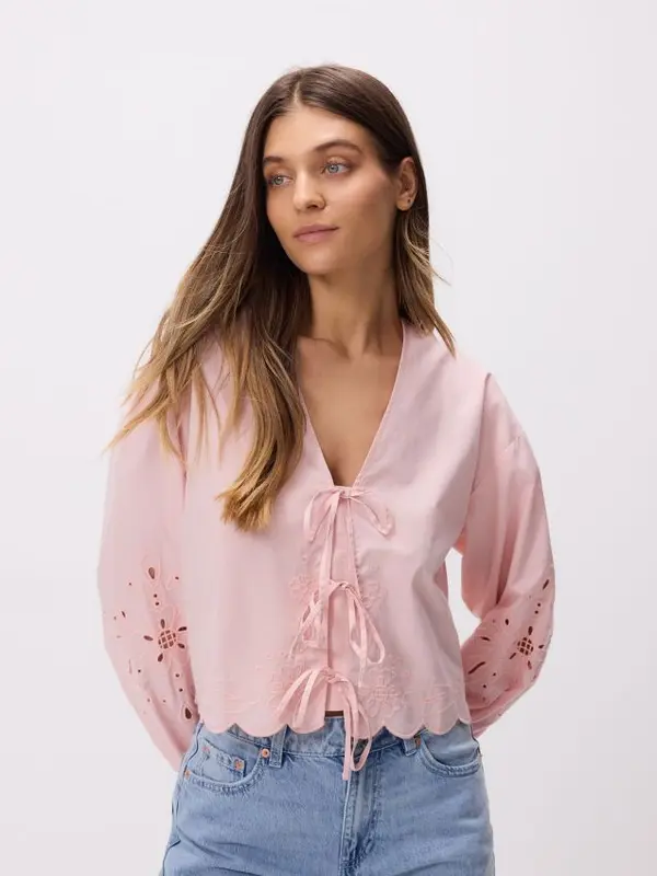 Reserved Reserved - Bluza na vezanje - boja breskve