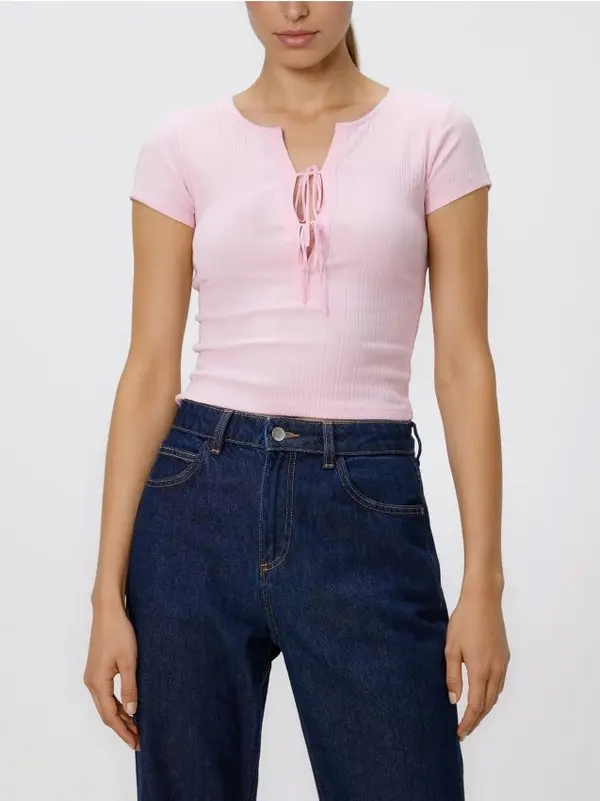 Reserved Reserved - Bluza na vezanje - pastelnoružičasto