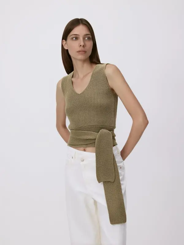Reserved Reserved - Bluza na vezanje - smeđezeleno