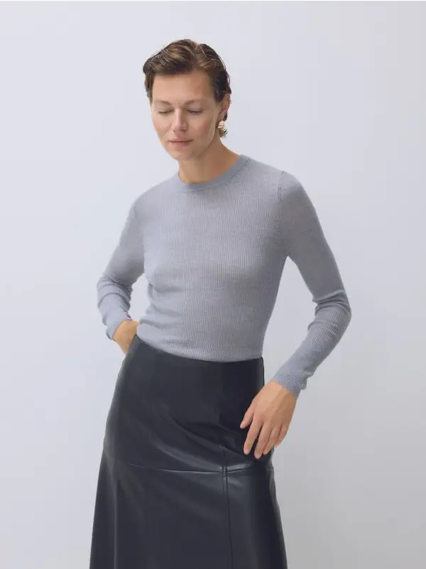 Reserved Reserved - Bluza od merino vune - svijetlo siva