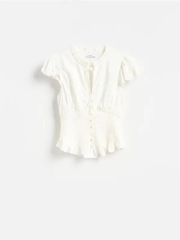 Reserved Reserved - Bluza od mješavine viskoze - krem