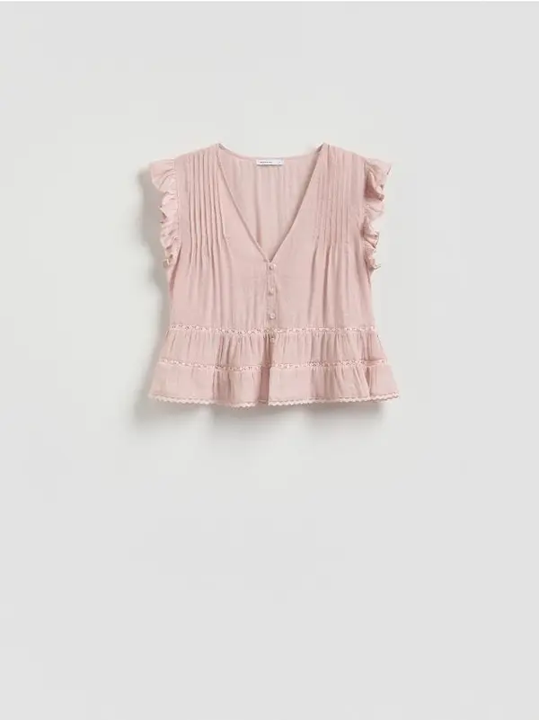 Reserved Reserved - Bluza od mješavine viskoze - pastelnoružičasto