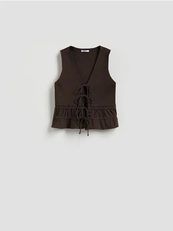 Reserved Reserved - Bluza od mješavine viskoze - smeđi