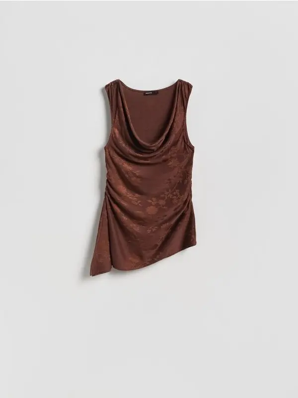 Reserved Reserved - Bluza od mješavine viskoze - tamnosmeđe
