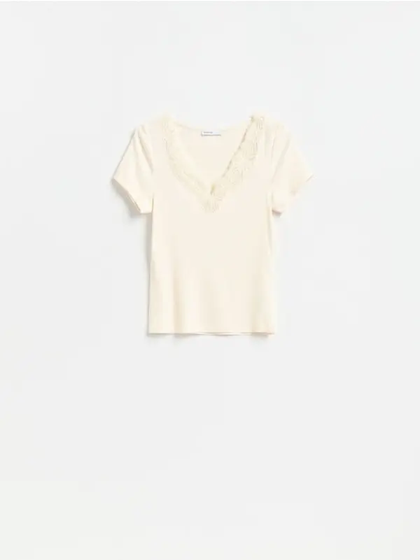 Reserved Reserved - Bluza od viskoze - krem