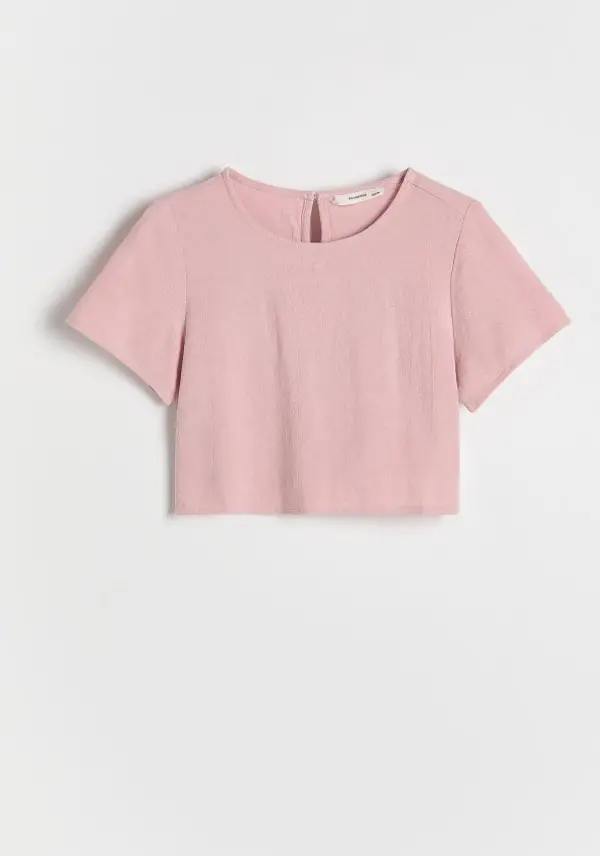 Reserved Reserved - Bluza od viskoze s dodatkom lana - prljavoroza