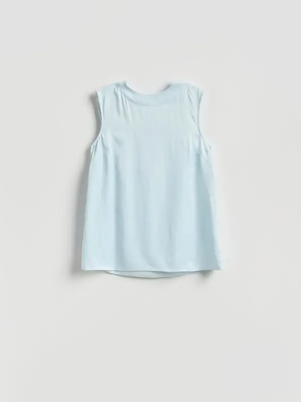 Reserved Reserved - Bluza od viskoze s povezom oko vrata - bljedoplavo