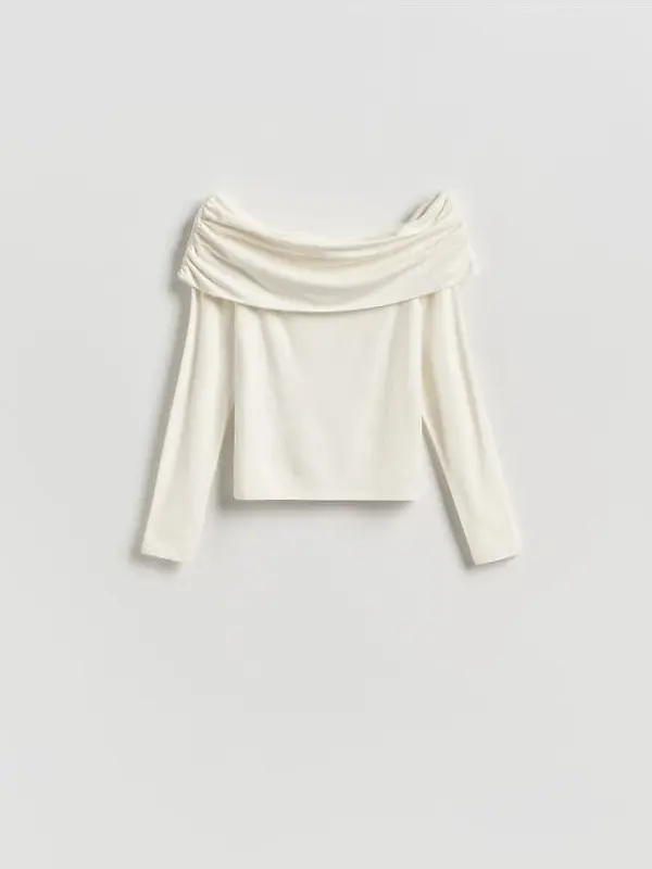 Reserved Reserved - Bluza otvorenih ramena - krem