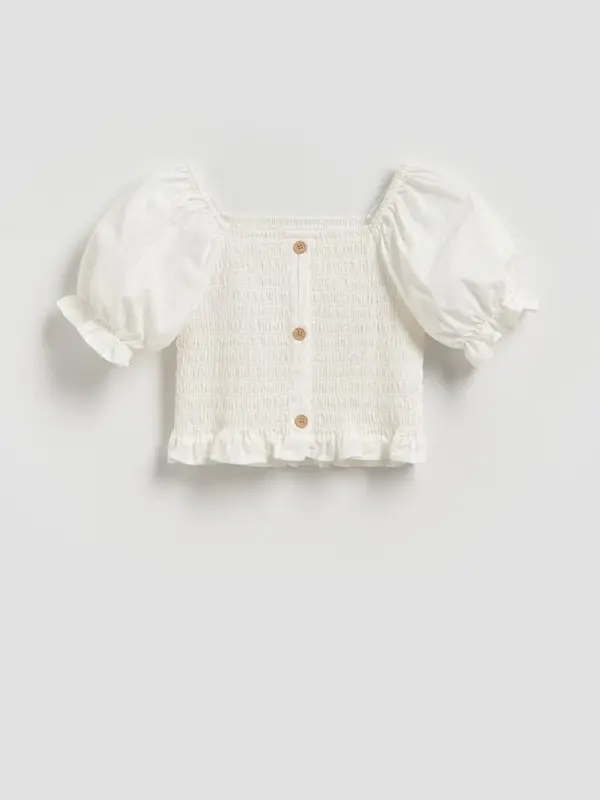 Reserved Reserved - Bluza otvorenih ramena - krem