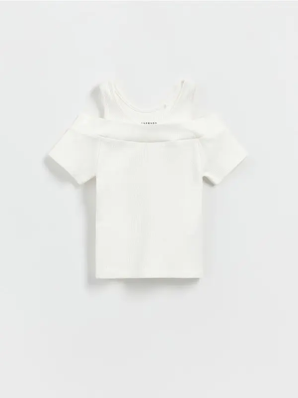 Reserved Reserved - Bluza otvorenih ramena - krem