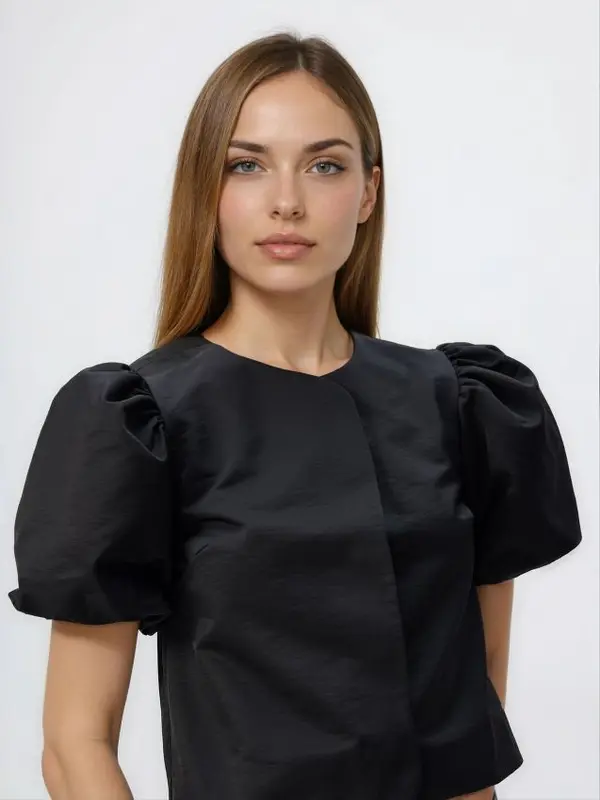 Reserved Reserved - Bluza puf-rukava - crno