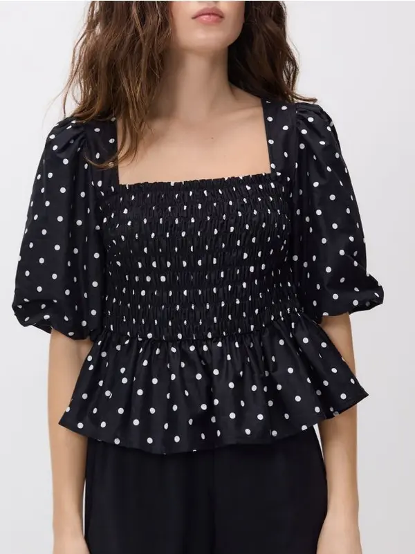 Reserved Reserved - Bluza puf-rukava - crno