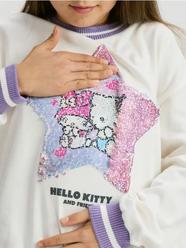 Reserved Reserved - Bluza s aplikacijom od šljokica Kuromi - krem
