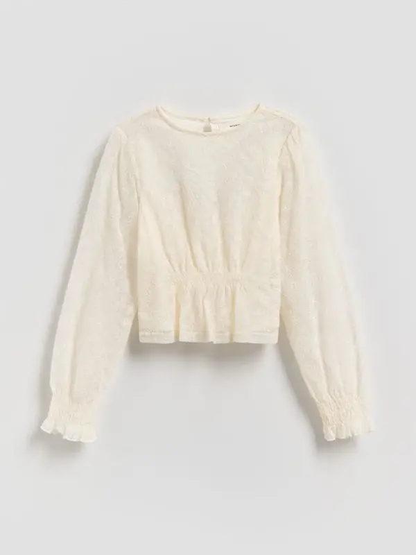 Reserved Reserved - Bluza s čipkom - krem